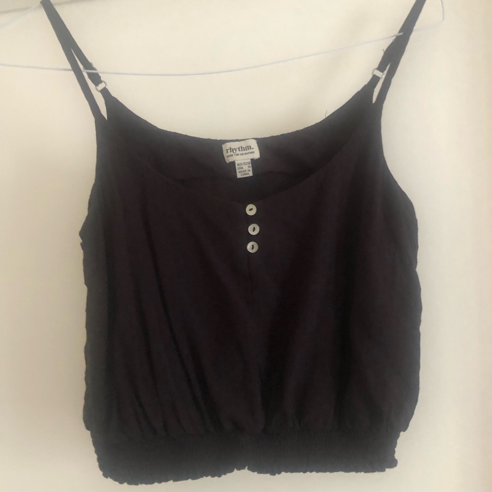 ❤️Rhythm Black Strappy Cropped Rayon Top Size M